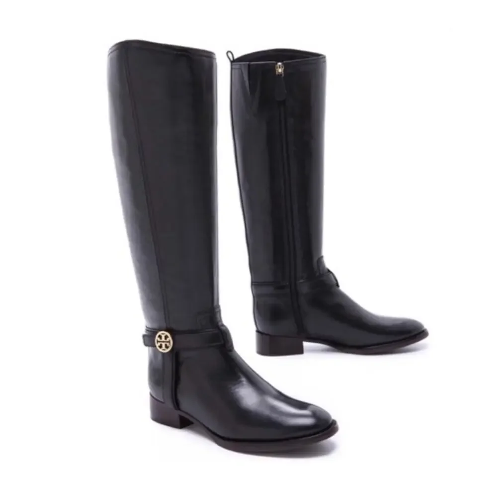 Tory Burch Bristol Riding Boots Equestrian Calf in Black